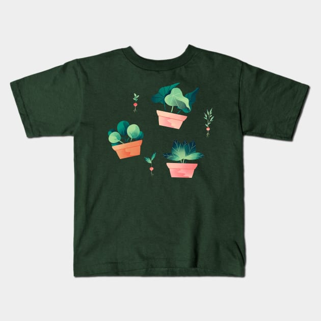 Plants Kids T-Shirt by Mofy